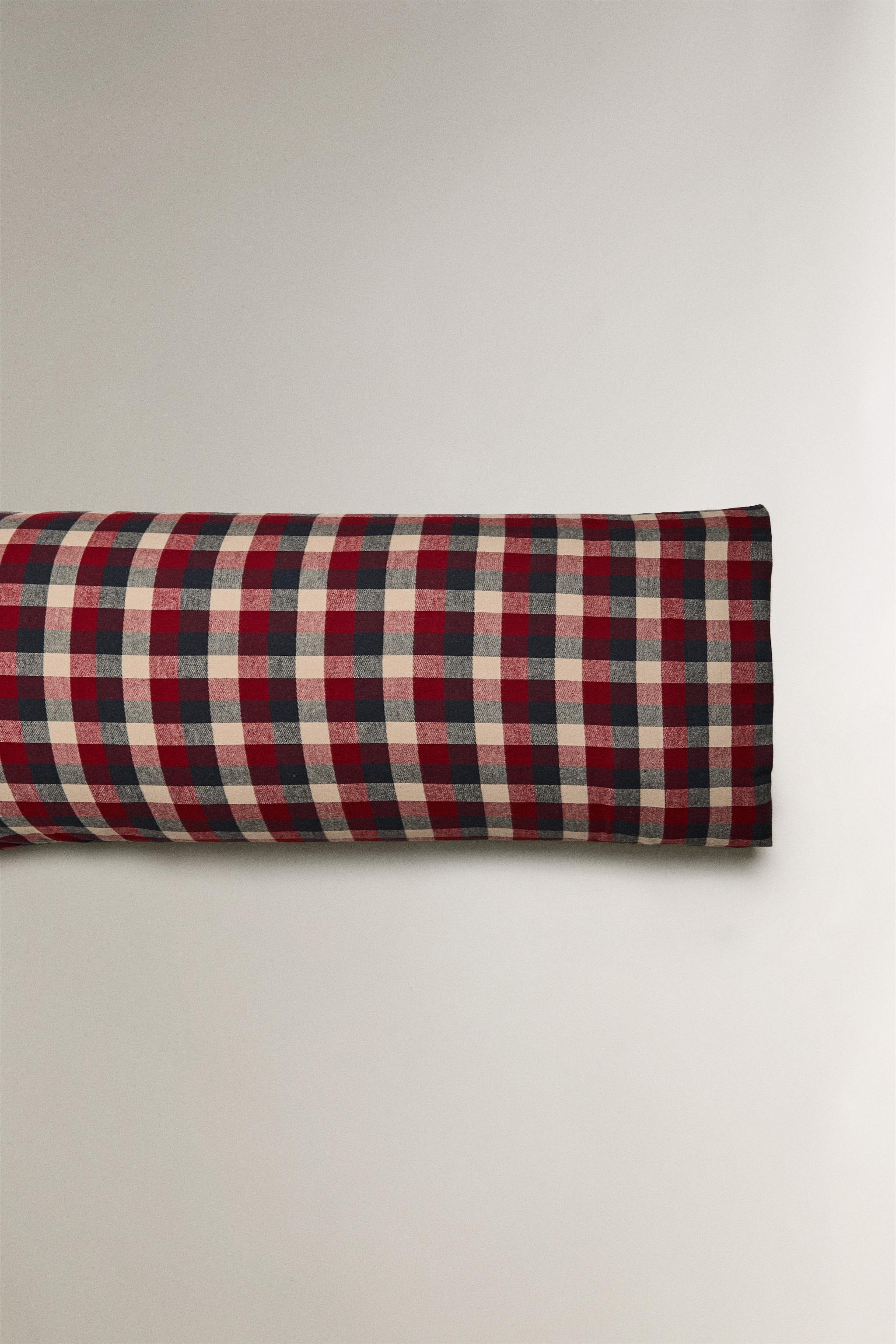 CHRISTMAS TARTAN CHECK COTTON FLANNEL PILLOWCASE